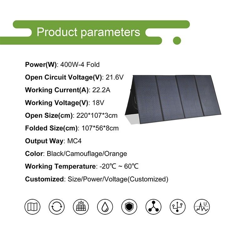 RV Güç Santrali Güneş Battaniye 400W Katlanabilir Panel ve Tip-C / USB Çıkışları ile